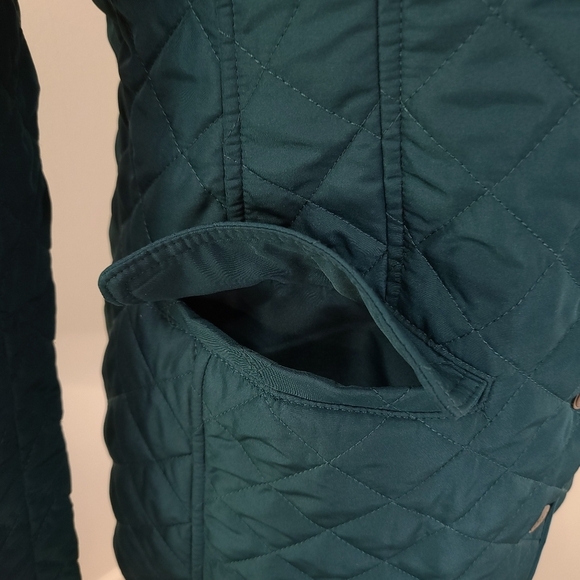 Chico's Jacket Woman XS-SM Green Quilted Snap Button Front Collared Light Fall - Picture 5 of 11